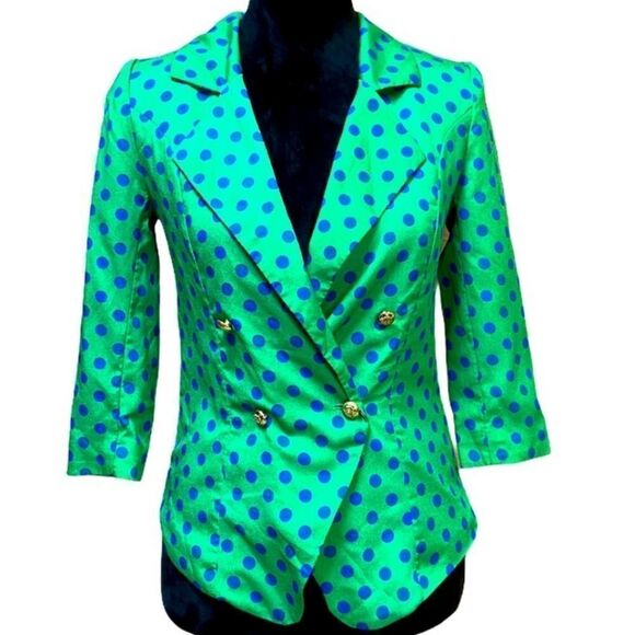 Gorgeous Kelly Green Pop Polka Dot Blazer - Picture 1 of 3